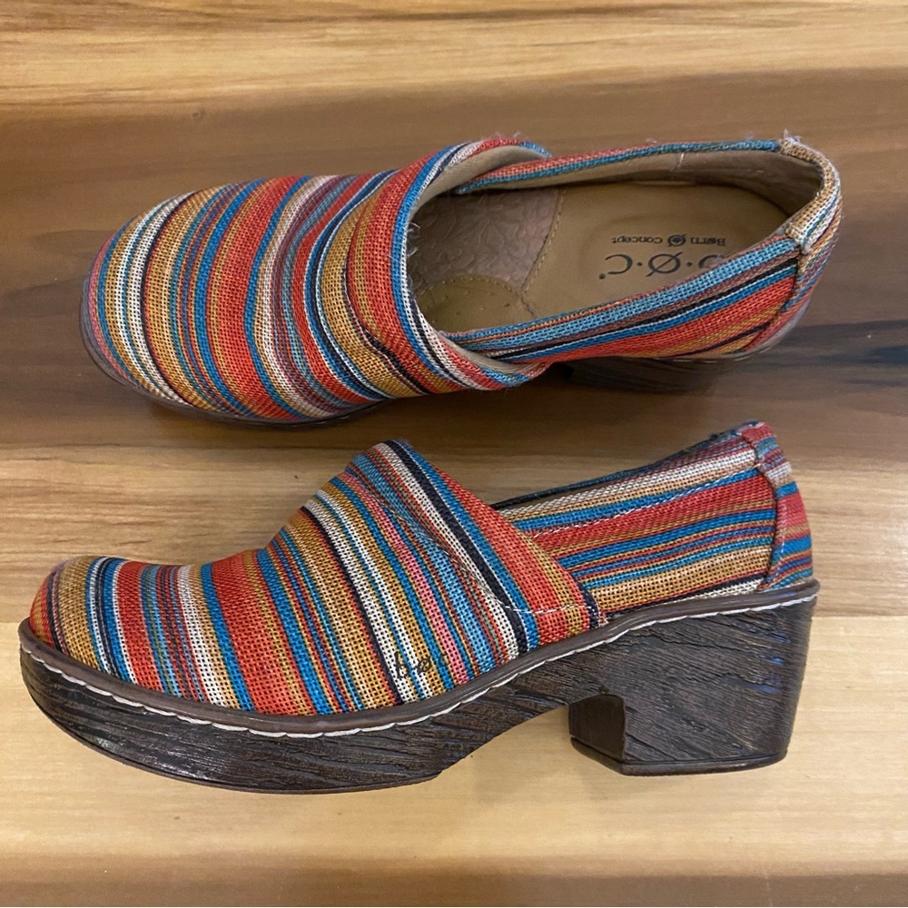 BOC (Born on Concept) striped clogs- size 7